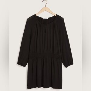 Penningtons Smocked Black Top with Keyhole